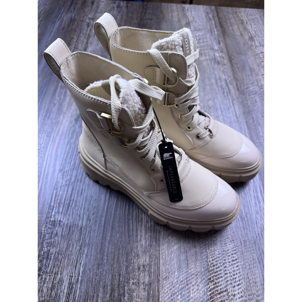 Sorel Caribou X Lace Womens Size 8 Platform Lace Up Boots Shoes Cozy Beige